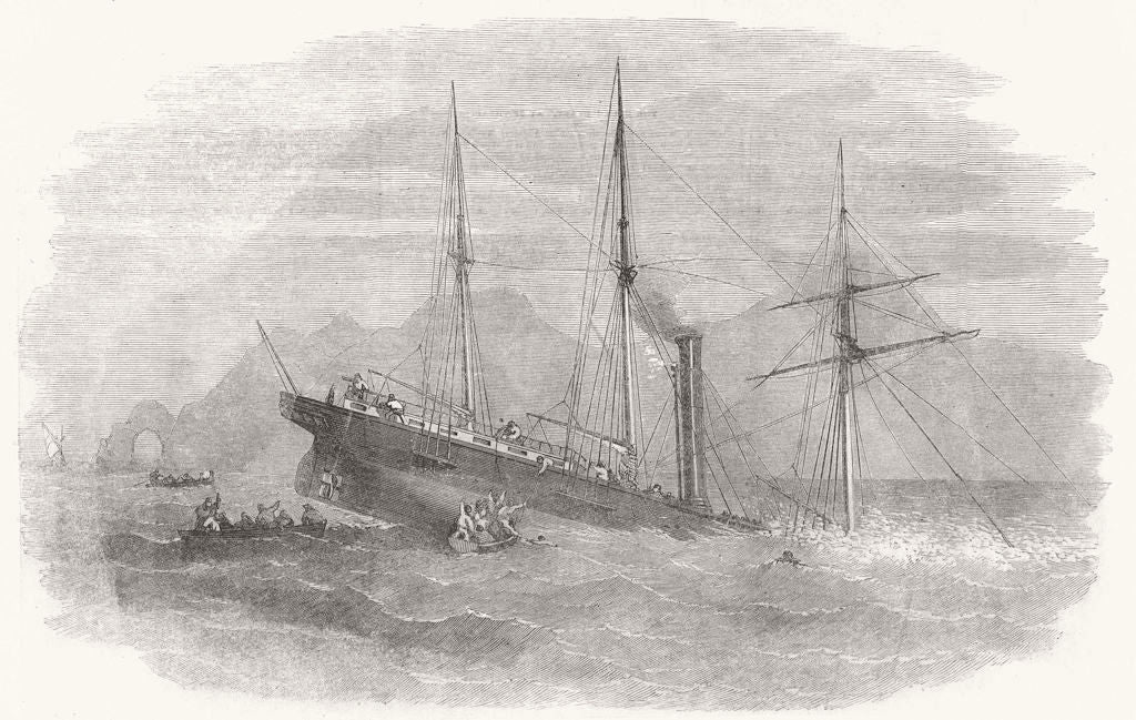 SHIPS. Wreck of The Forerunner African mail-steamer, at point St Lorenzo 1854